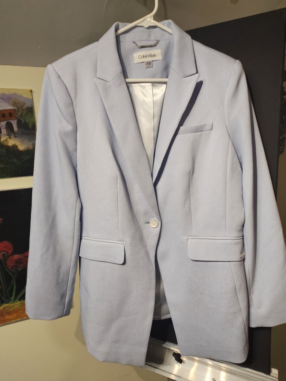 Calvin Klein Light Blue Single-Button Blazer New